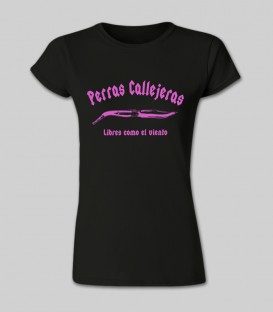 Camiseta mujer letras rosas - PERROS CALLEJEROS