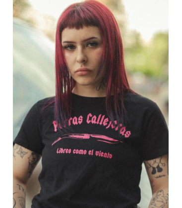 Camiseta mujer letras rosas Perras Callejeras