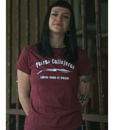 Camiseta Mujer Perras Callejeras Burdeos