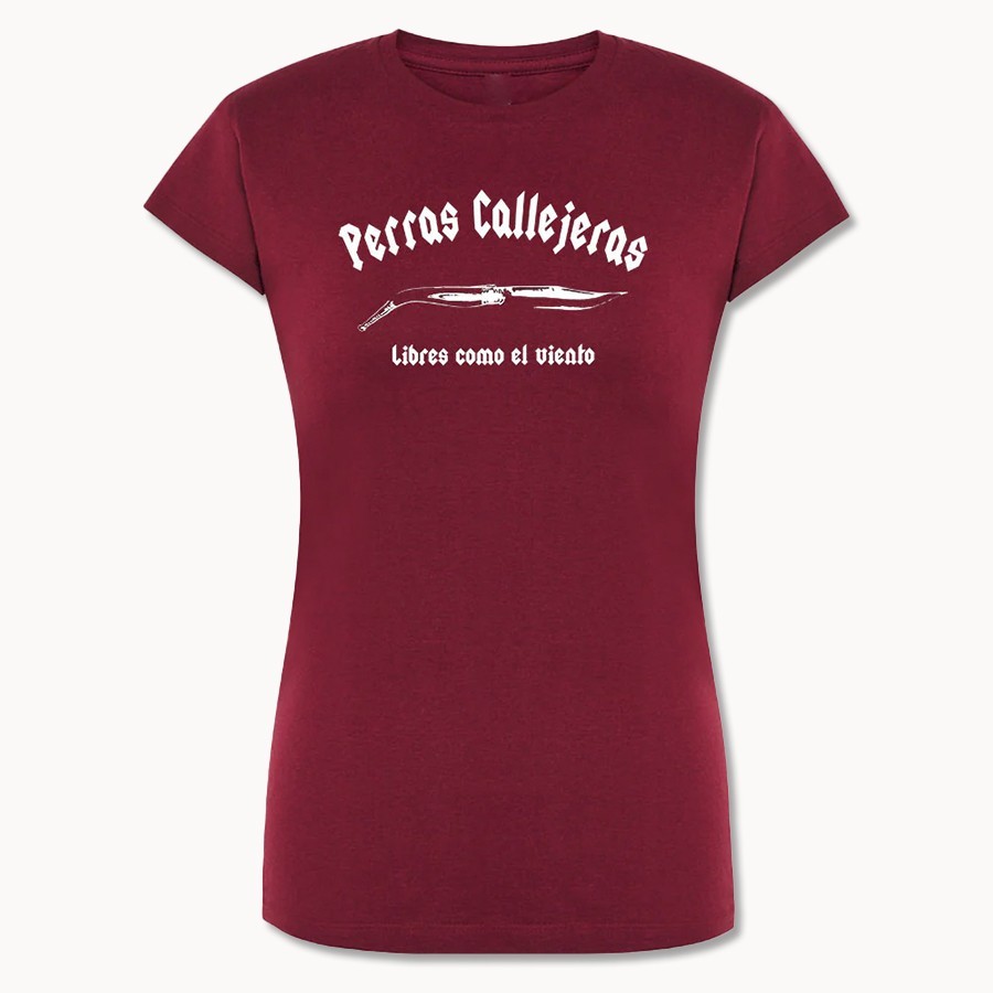 Camiseta Mujer Perras Callejeras Burdeos