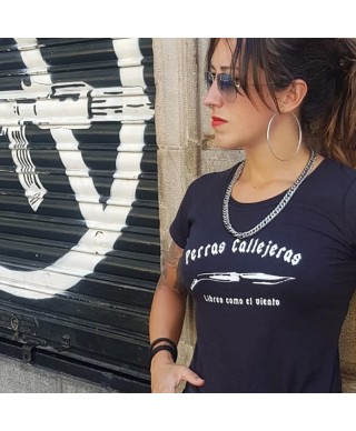 Camiseta Chica perros callejeros negro