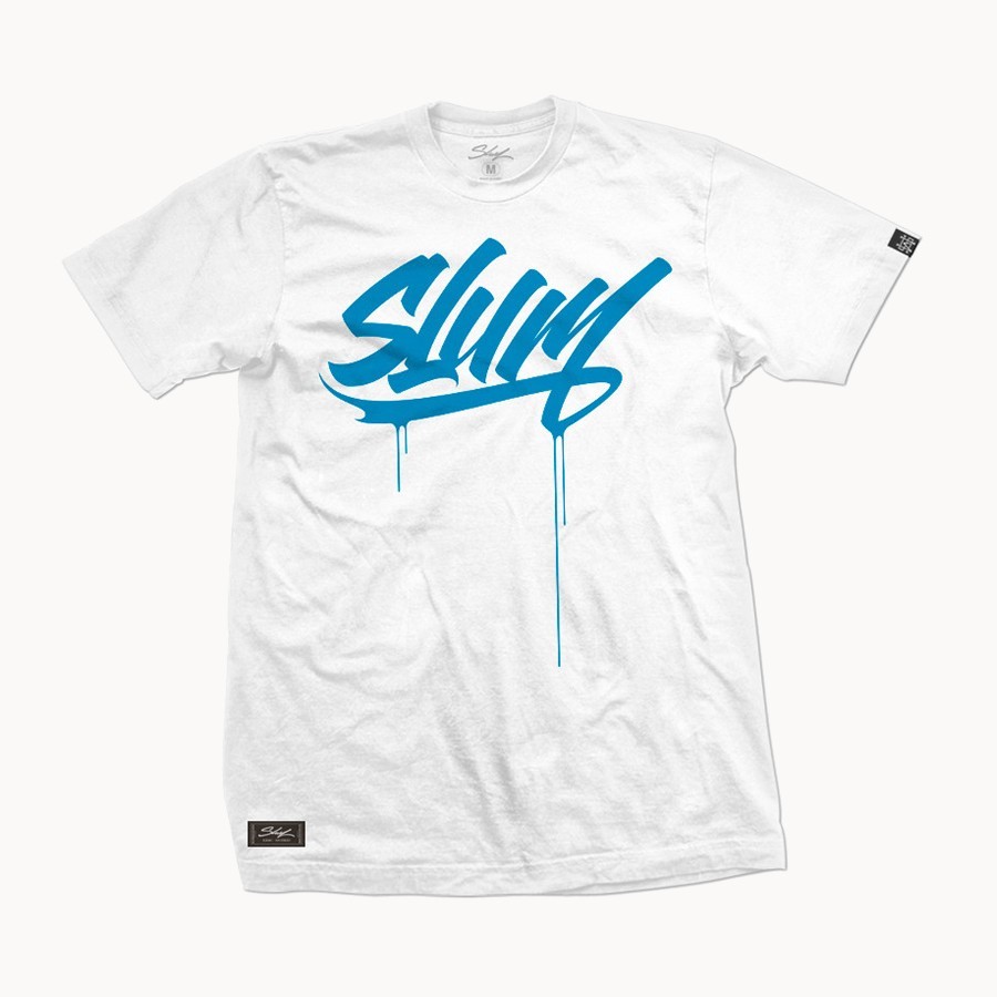 Camiseta Tag White / Atoll Blue  – Slum Wear
