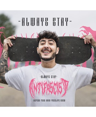 Camiseta Stay Strong Stay Antifascist Blanca - Freelife