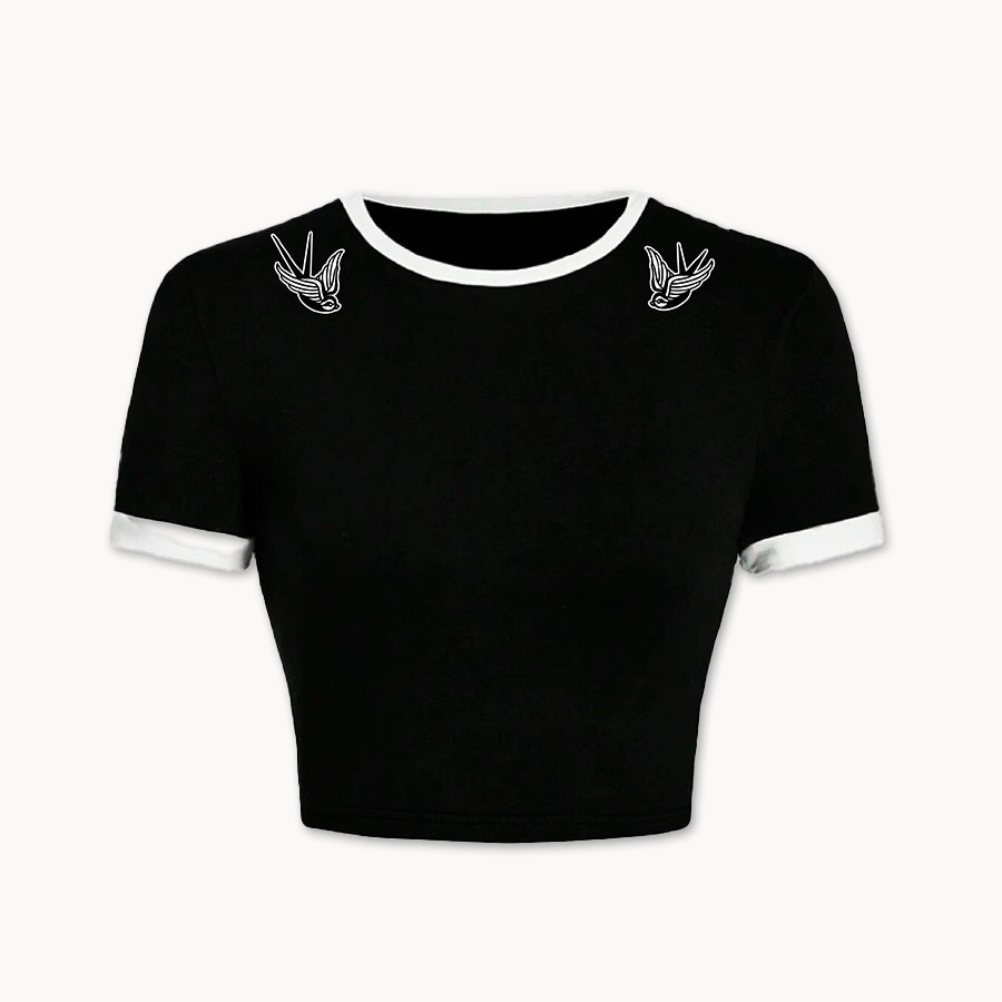 Camiseta entallada crop golondrinas - Hard Way