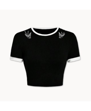 Camiseta entallada crop golondrinas - Hard Way
