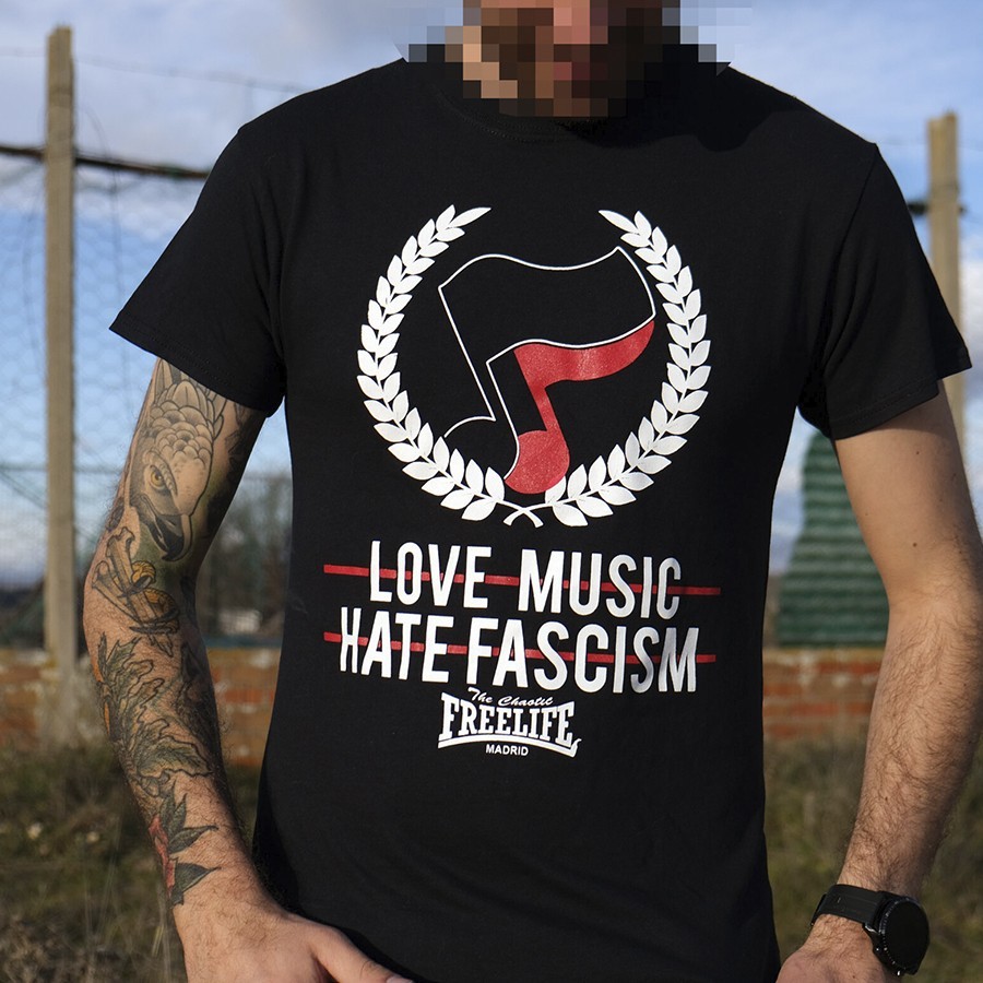 Camiseta Love Music Hate Fascism - Freelife