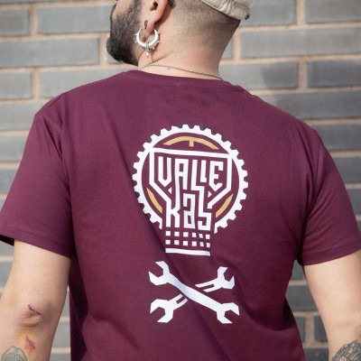 Camiseta Vallekas Obrero unisex granate - Barrioka