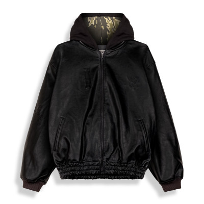 Chaqueta Odd Cutlass Hooded Pu Leather Black - Grimey