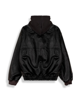 Chaqueta Odd Cutlass Hooded Pu Leather Black - Grimey
