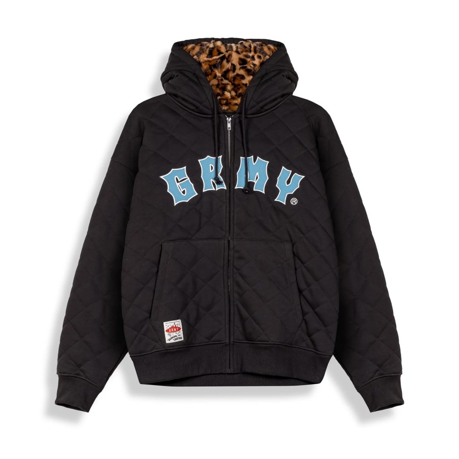Sudadera The Props Quilted Zip Black - Grimey