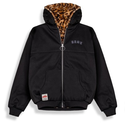 Chaqueta Reversible The Props Leopard Hooded Black - Grimey