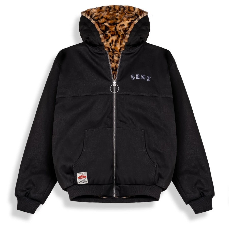 Chaqueta Reversible The Props Leopard Hooded Black - Grimey