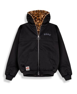Chaqueta Reversible The Props Leopard Hooded Black - Grimey