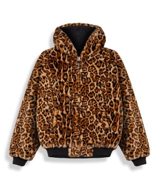 Chaqueta Reversible The Props Leopard Hooded Black - Grimey